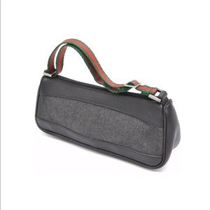 GUCCI Shelly Line Denim Leather Shoulder